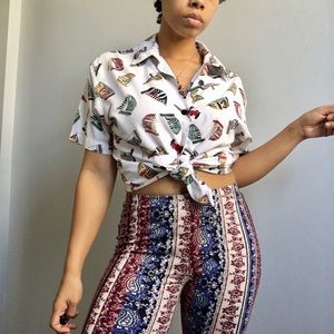 VTG 1990s Sailboat Graphic Button Up Top Medium